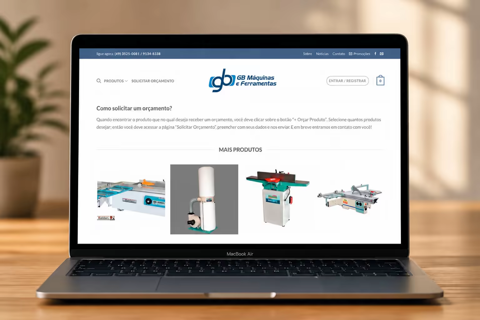 Site da GB Máquinas